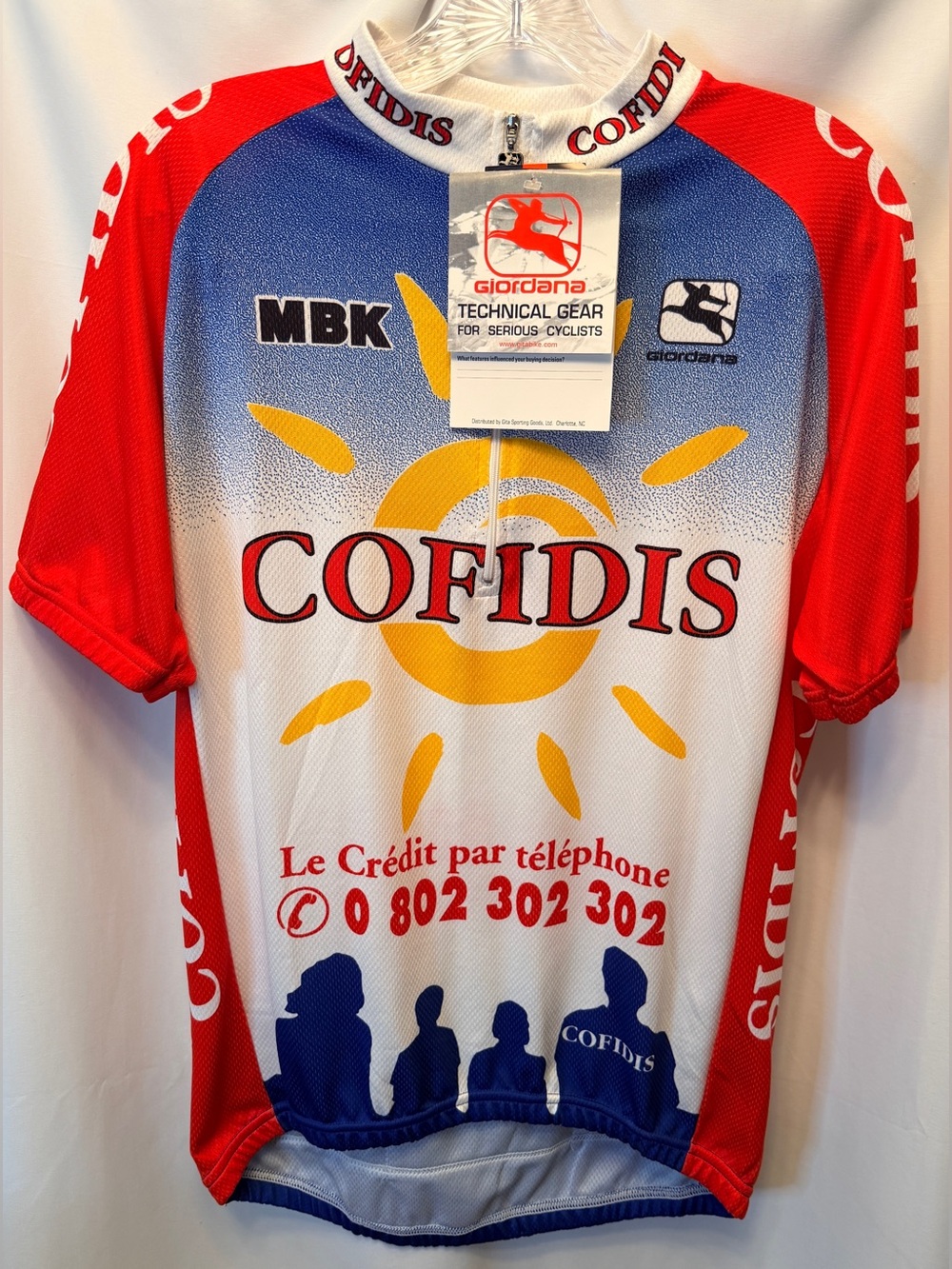 NWT 2001 Giordana Size Large Cofidis MBK Cycling Jersey 1/4 Zip Made In Italy